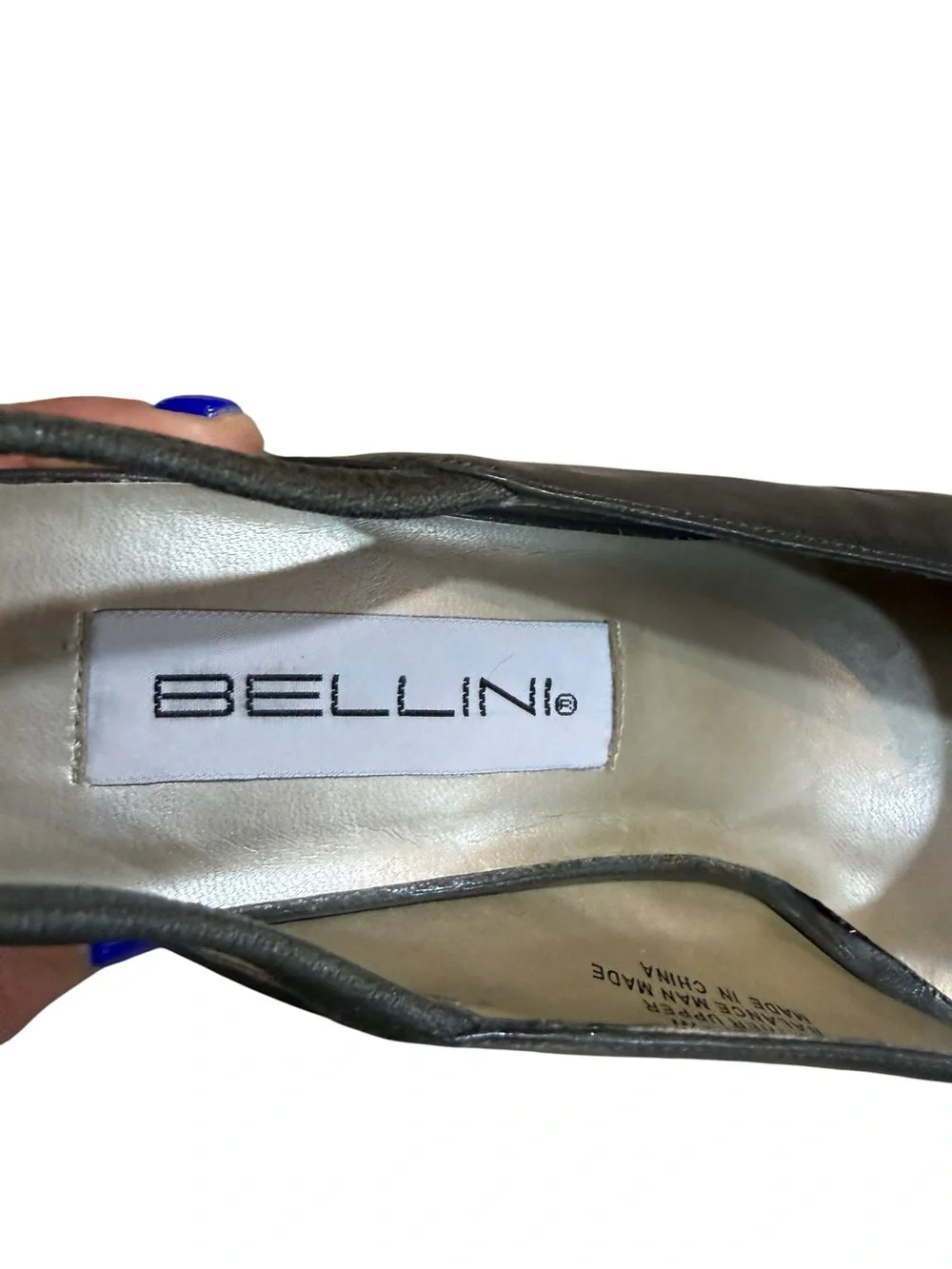 VTG Bellini Monzo Taupe Gray Leather Slingback Heels Square Toe Size 8M